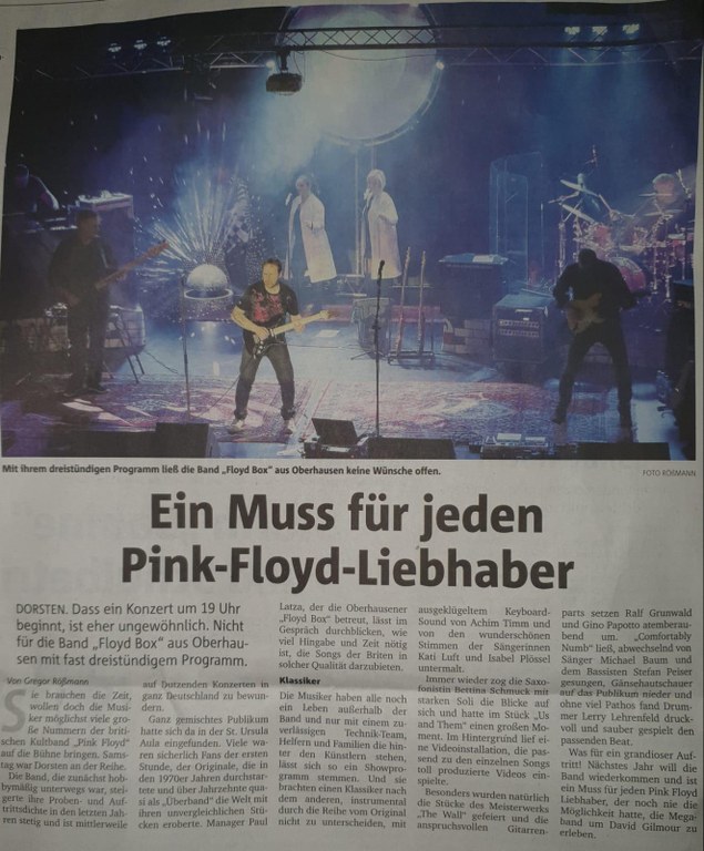 Aus der Presse — Floyd Box - Die Pink Floyd Cover Band